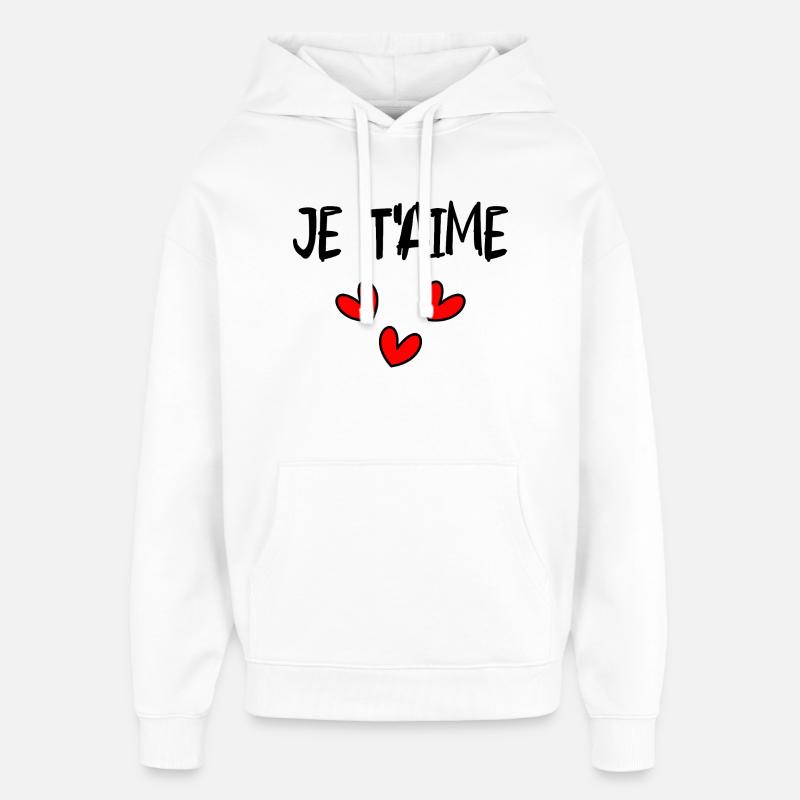 Cœurs flottants noirs et rouges - Sweat à capuche unisexe Stanley/Stella Oversized - blanc