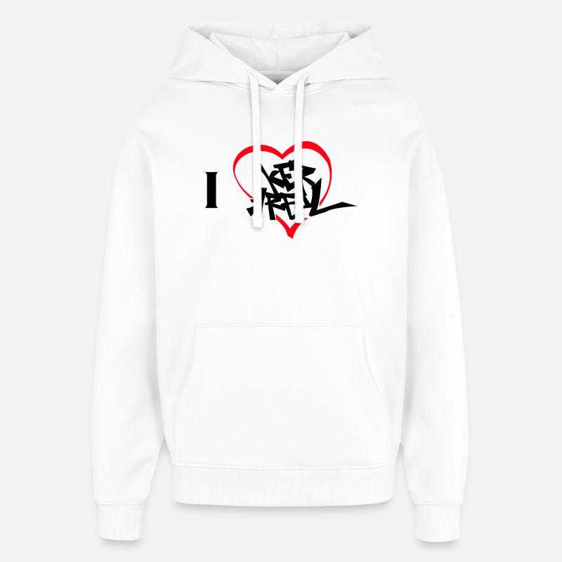 I love Ker Kreol - Sweat à capuche unisexe Stanley/Stella Oversized - blanc