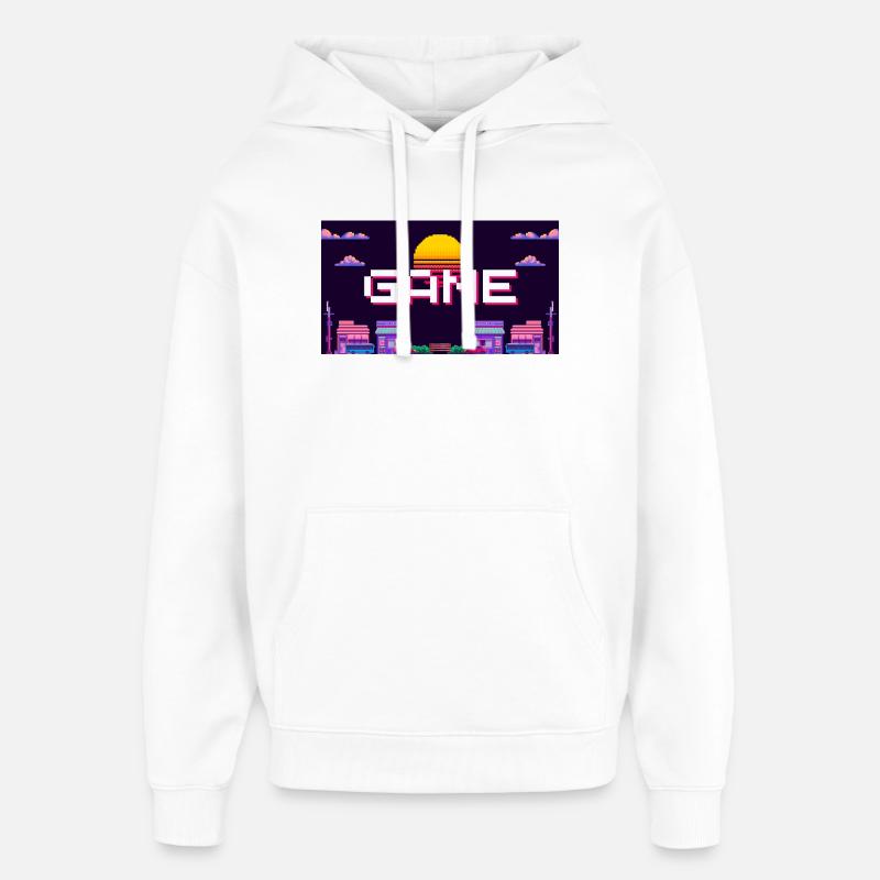 Retro Pixel Game Sunset Design - Oversized Unisex Hoodie von Stanley/Stella - Weiß