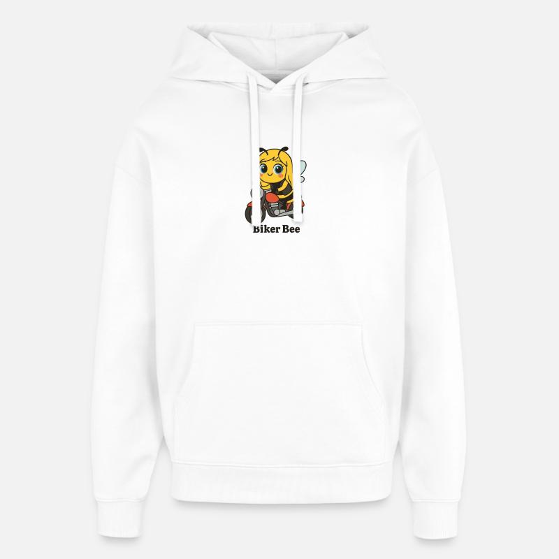 Abeille motarde avec moto rouge - Sweat à capuche unisexe Stanley/Stella Oversized - blanc
