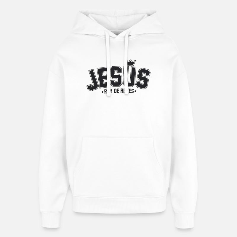Jésus avec une couronne de rois - Sweat à capuche unisexe Stanley/Stella Oversized - blanc