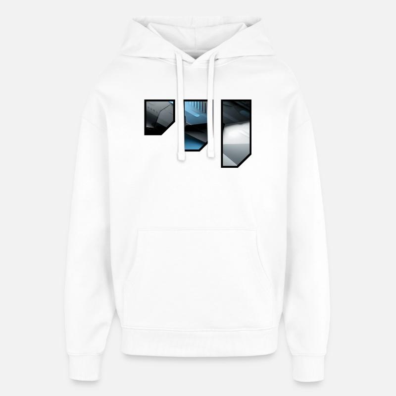 Futuristic Techno Abstract Pattern - Oversized Unisex Hoodie by Stanley/Stella - white