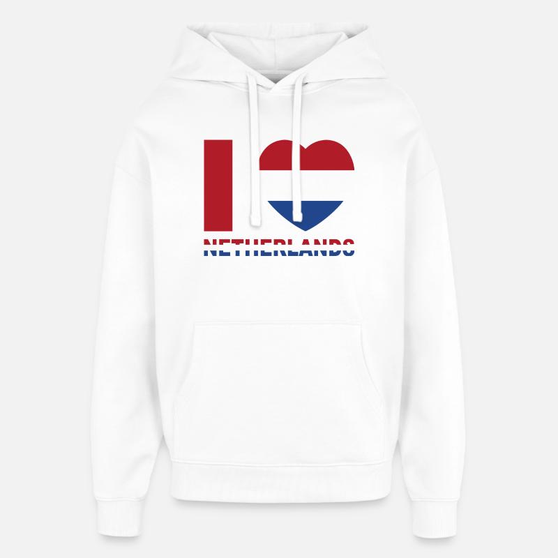 Coeur avec drapeau des Pays-Bas - Sweat à capuche unisexe Stanley/Stella Oversized - blanc