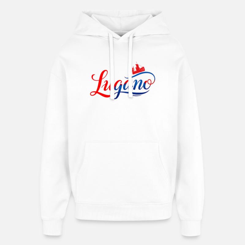 Lettrage Lugano - Sweat à capuche unisexe Stanley/Stella Oversized - blanc