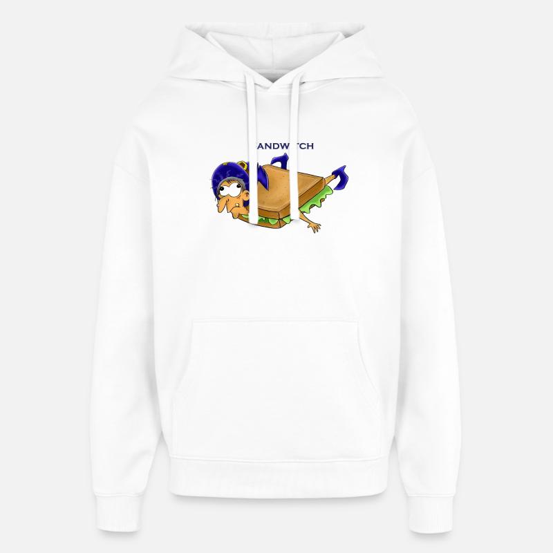 Drôle Sandwich Fille Dessin Animé Design - Sweat à capuche unisexe Stanley/Stella Oversized - blanc