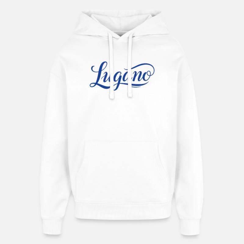 Motif Lugano avec style calligraphique - Sweat à capuche unisexe Stanley/Stella Oversized - blanc