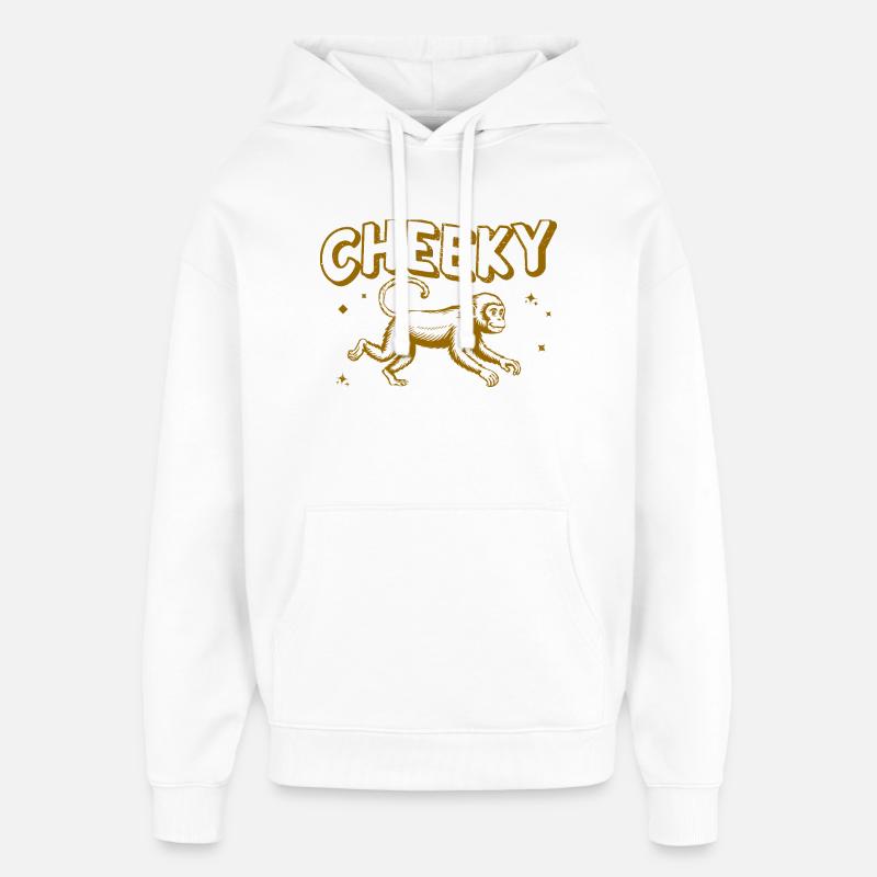 Illustration de singe effronté ludique - Sweat à capuche unisexe Stanley/Stella Oversized - blanc