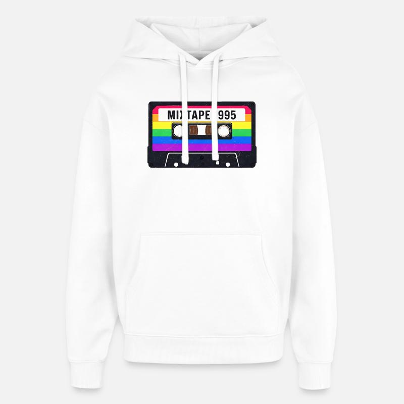 Cassette Mixtape 80s 90s Nostalgie - Sweat à capuche unisexe Stanley/Stella Oversized - blanc
