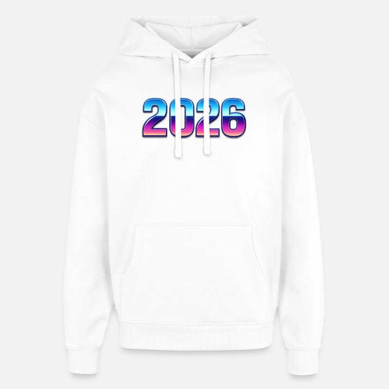 Neon 2026 Gradient Design - Oversized Unisex Hoodie by Stanley/Stella - white