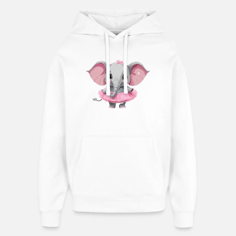 Elefant_im_Tuettue3 - Sweat à capuche unisexe Stanley/Stella Oversized - blanc