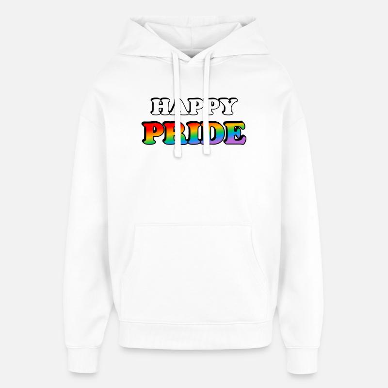 Pride Regenbogen Textdesign - Oversized Unisex Hoodie von Stanley/Stella - Weiß