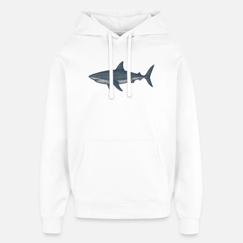 Illustration de requin des profondeurs - Sweat à capuche unisexe Stanley/Stella Oversized - blanc