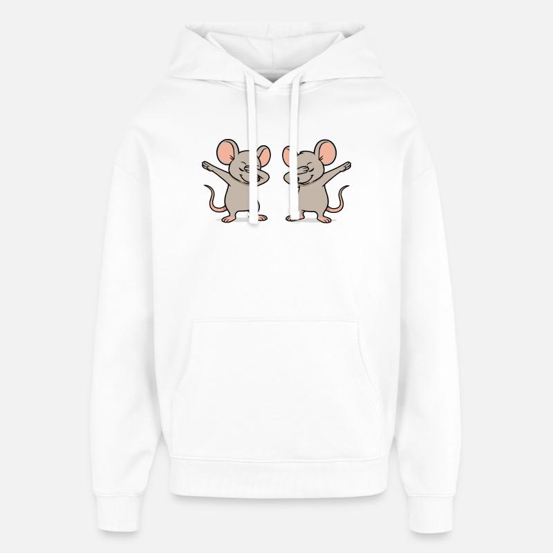 Dabbing de souris-2 - Sweat à capuche unisexe Stanley/Stella Oversized - blanc