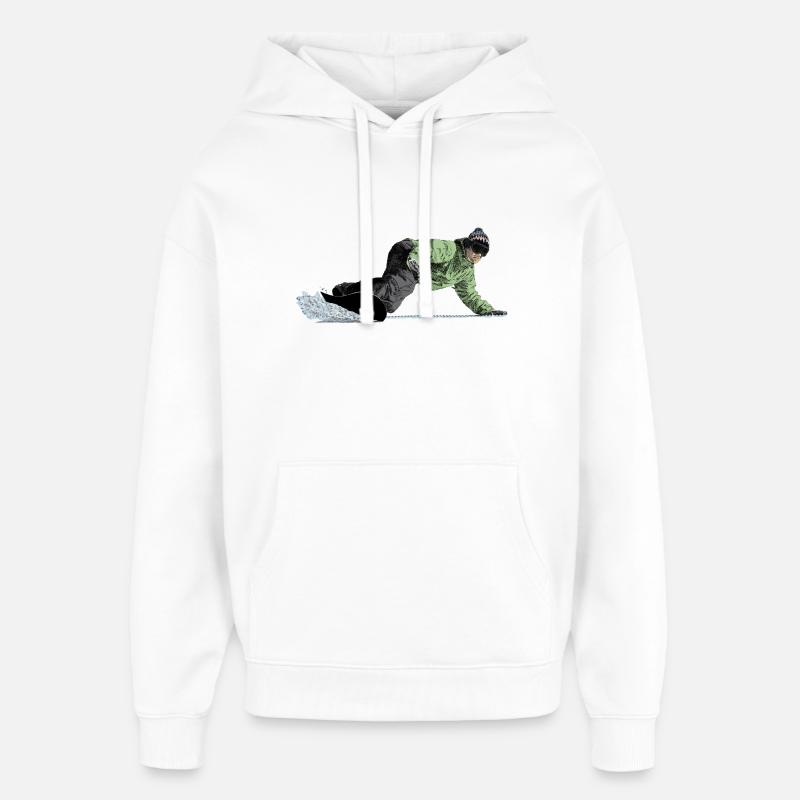 Snowboarders freeriders en descente - Sweat à capuche unisexe Stanley/Stella Oversized - blanc