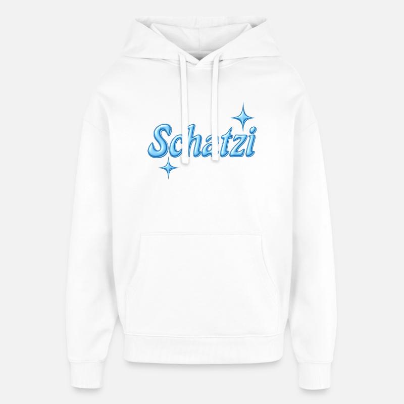 schatzi / Design Y2K / bleu - Sweat à capuche unisexe Stanley/Stella Oversized - blanc