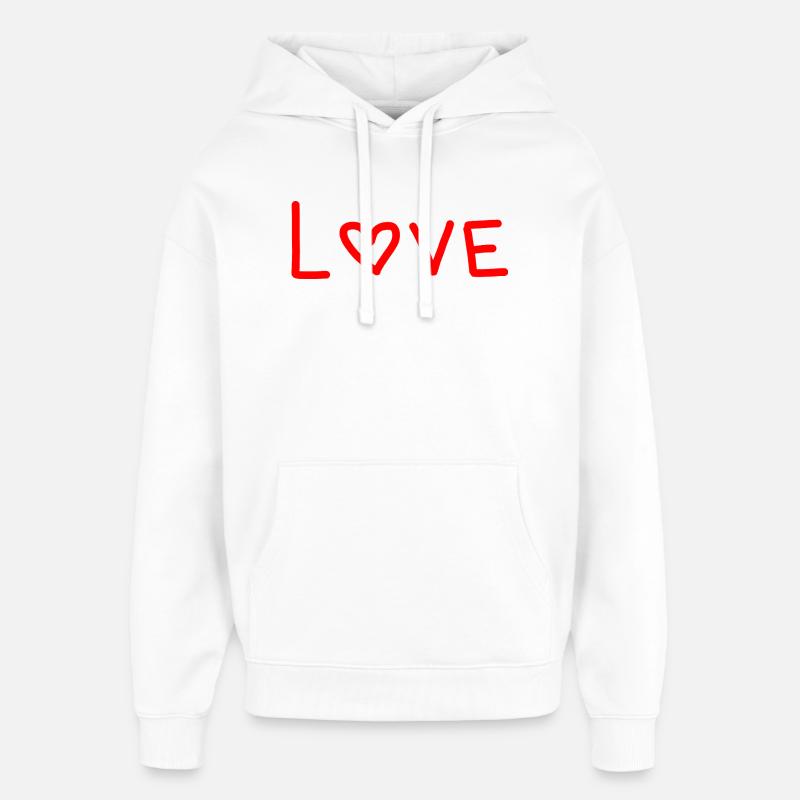 Design Amour Cœur Rayé Rouge - Sweat à capuche unisexe Stanley/Stella Oversized - blanc