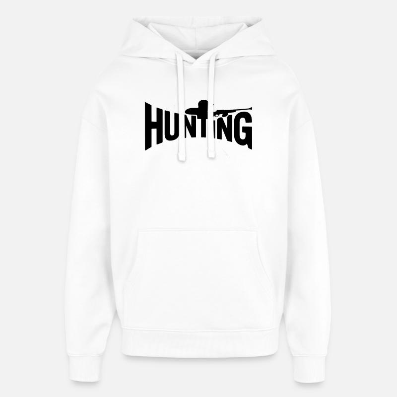 Chasse - Logo Cool Hunter - Sweat à capuche unisexe Stanley/Stella Oversized - blanc