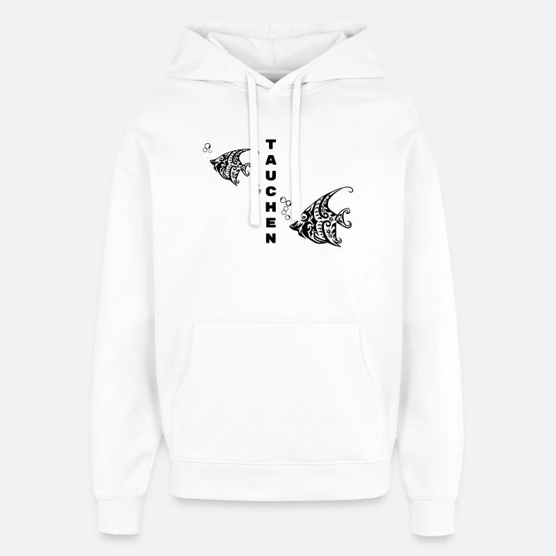 Plongée – Tribal Fish Design - Sweat à capuche unisexe Stanley/Stella Oversized - blanc