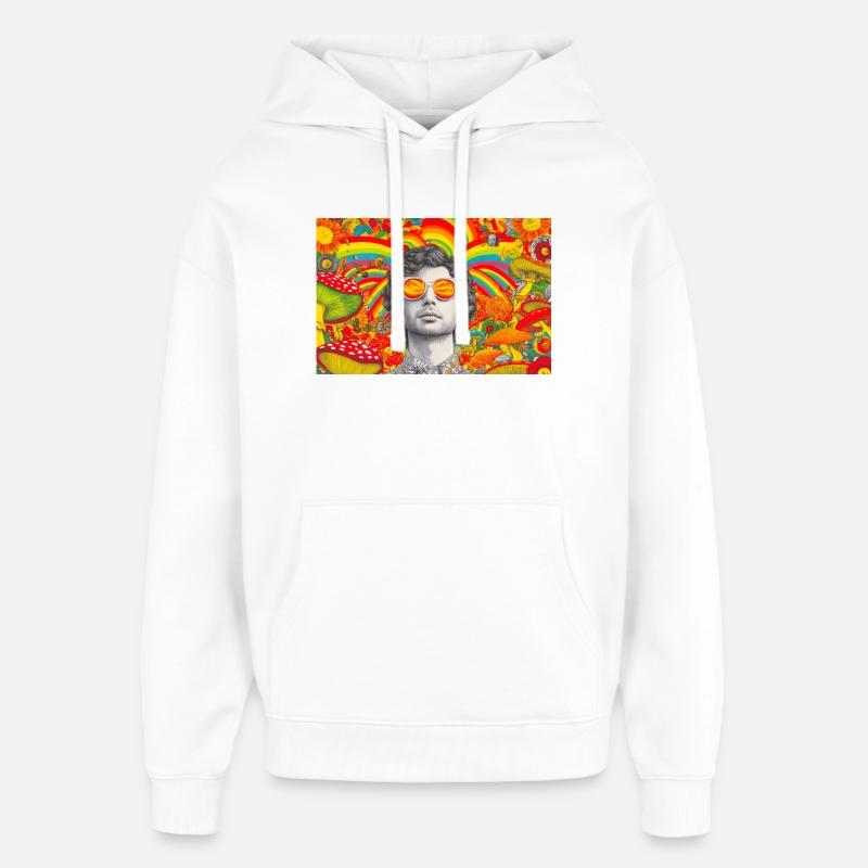 Psychedelisches Porträt mit lebendigen Pilzen - Oversized Unisex Hoodie von Stanley/Stella - Weiß