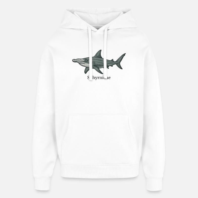 Motif de requin-marteau Sphyrnidae - Sweat à capuche unisexe Stanley/Stella Oversized - blanc