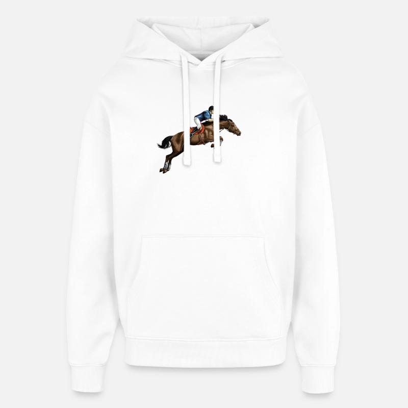 Cavalier en mode course - Sweat à capuche unisexe Stanley/Stella Oversized - blanc