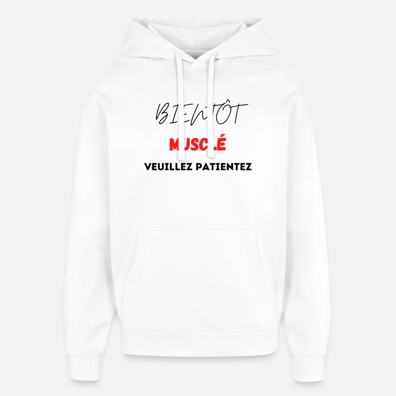Design Musclée avec Motif Géométrique Rouge - Sweat à capuche unisexe Stanley/Stella Oversized - blanc