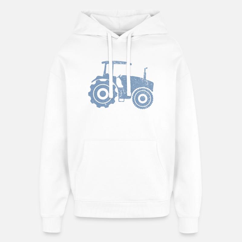 Silhouette de tracteur Farmer Grunge Design - Sweat à capuche unisexe Stanley/Stella Oversized - blanc