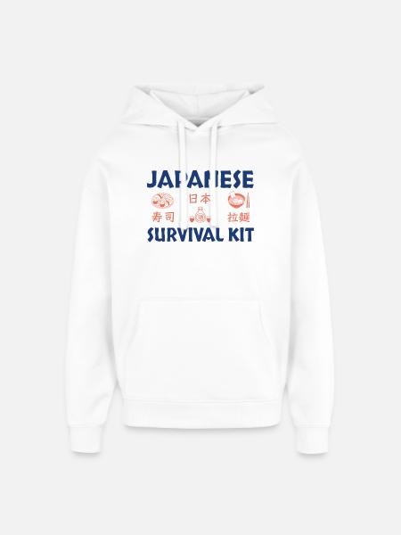 Japanese Sushi Survival Kit Design - Oversized Unisex Hoodie by Stanley/Stella - white