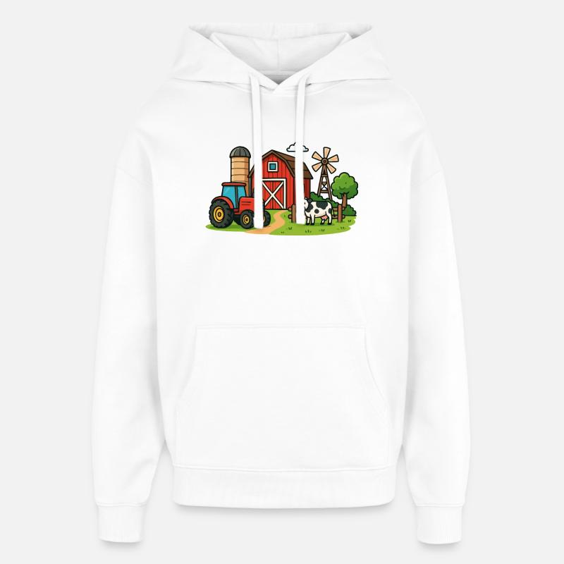 Paysage de ferme rurale - Sweat à capuche unisexe Stanley/Stella Oversized - blanc