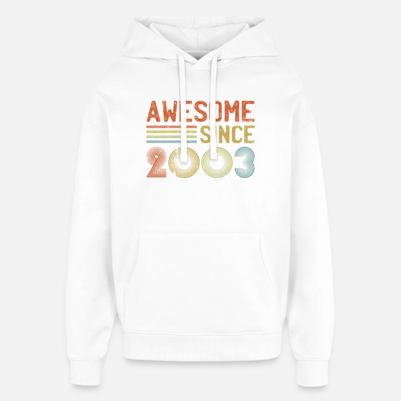 Retro 2003 Celebration Graph Text - Oversized Unisex Hoodie by Stanley/Stella - white