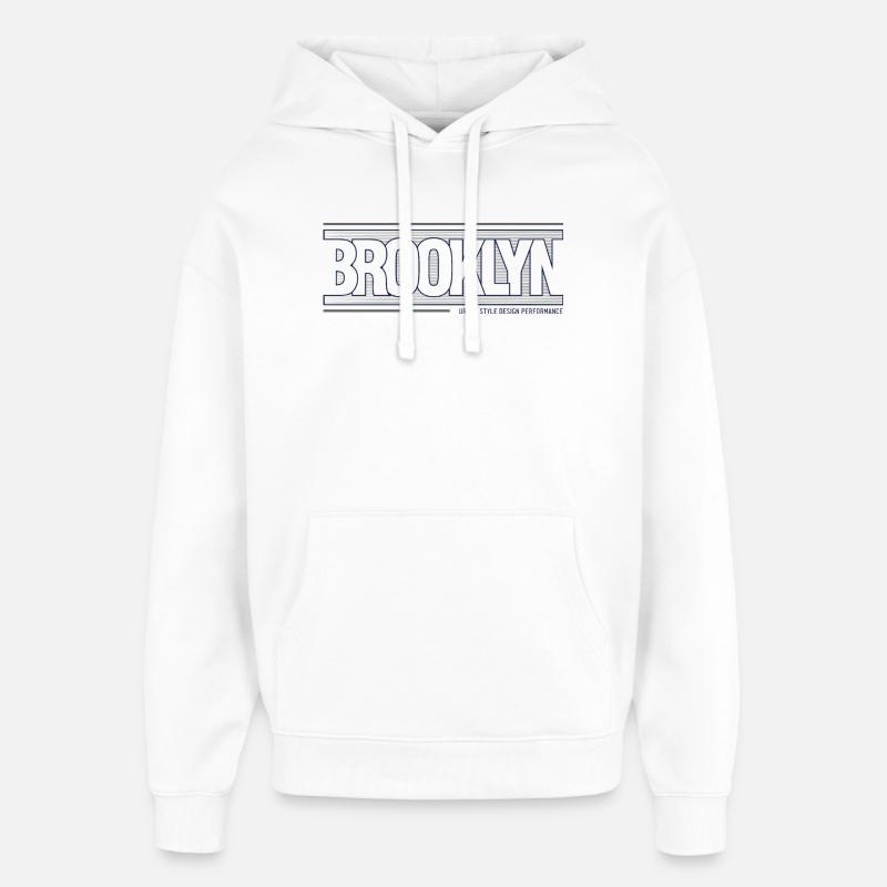 Horizon créatif de Brooklyn City - Sweat à capuche unisexe Stanley/Stella Oversized - blanc