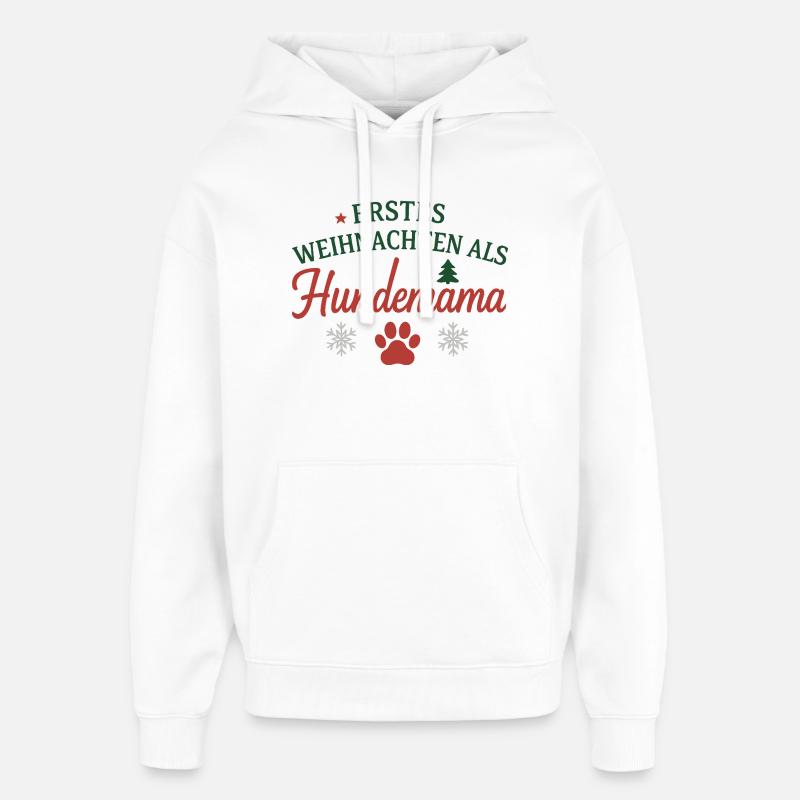 Tradition Noël Chien Maman Design - Sweat à capuche unisexe Stanley/Stella Oversized - blanc
