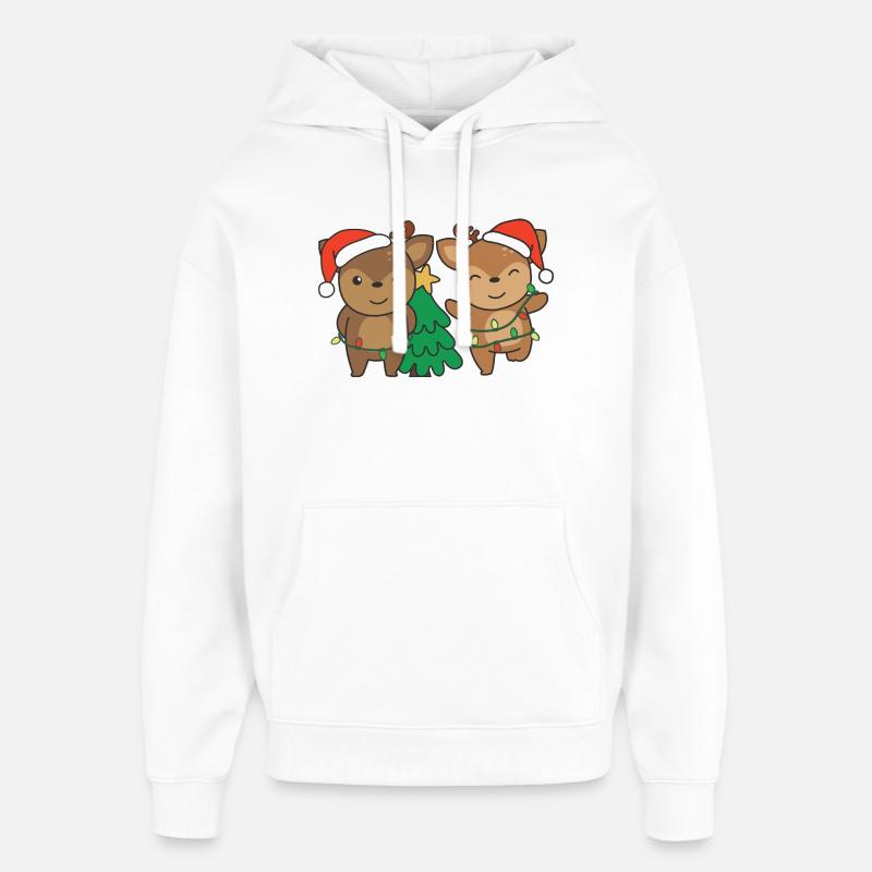 Cerf Noël Hiver Animaux Cerf - Sweat à capuche unisexe Stanley/Stella Oversized - blanc