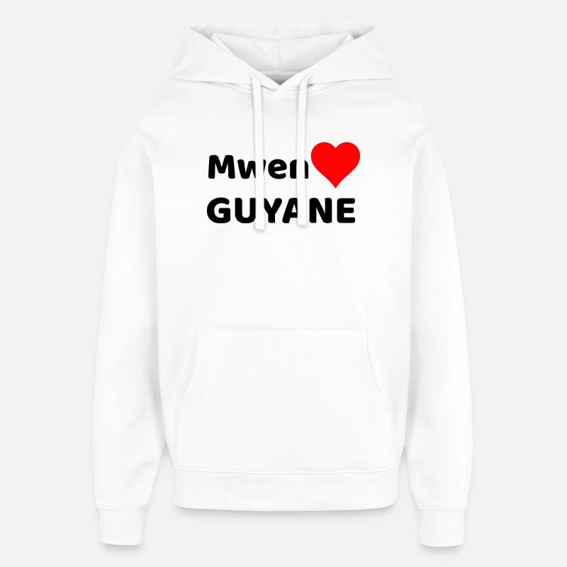 Mwen enmé Guyane - J'aime la Guyane - Sweat à capuche unisexe Stanley/Stella Oversized - blanc