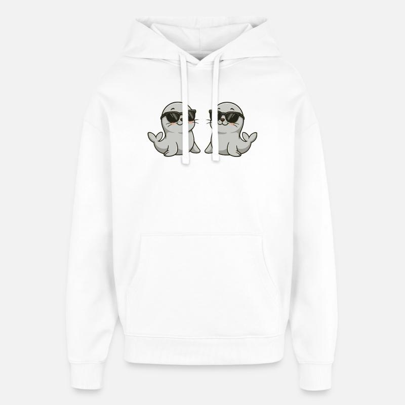 Illustration de loutre cool Doppelganger - Sweat à capuche unisexe Stanley/Stella Oversized - blanc