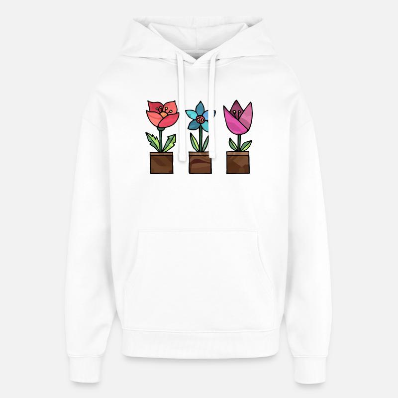 Fleur - Sweat à capuche unisexe Stanley/Stella Oversized - blanc