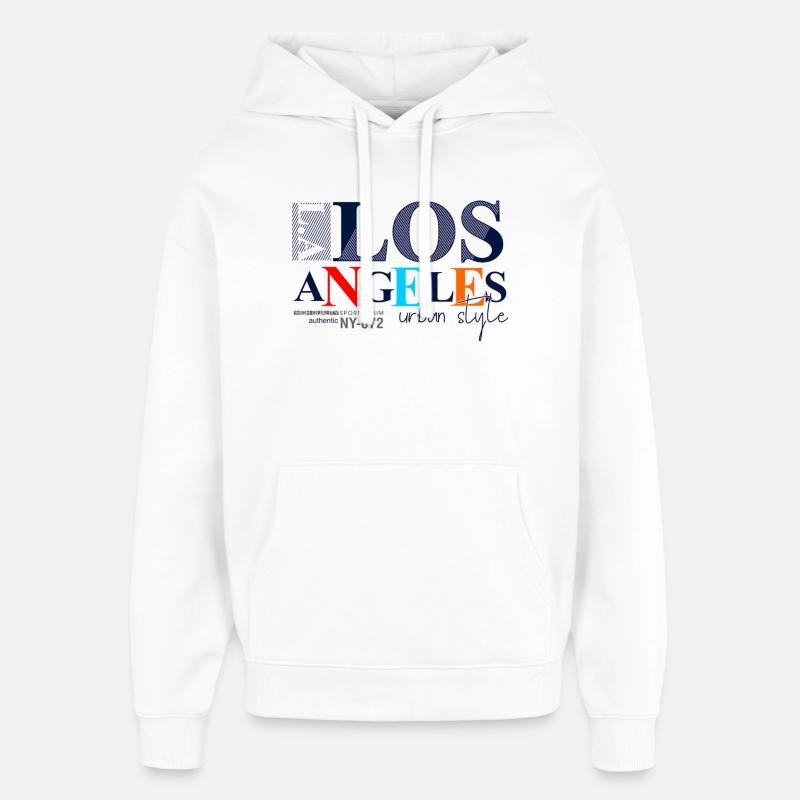 Lebendiges Stadtbild mit buntem Text - Oversized Unisex Hoodie von Stanley/Stella - Weiß