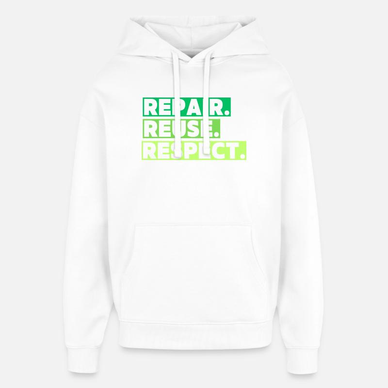 Un thème écologique avec un message - Sweat à capuche unisexe Stanley/Stella Oversized - blanc