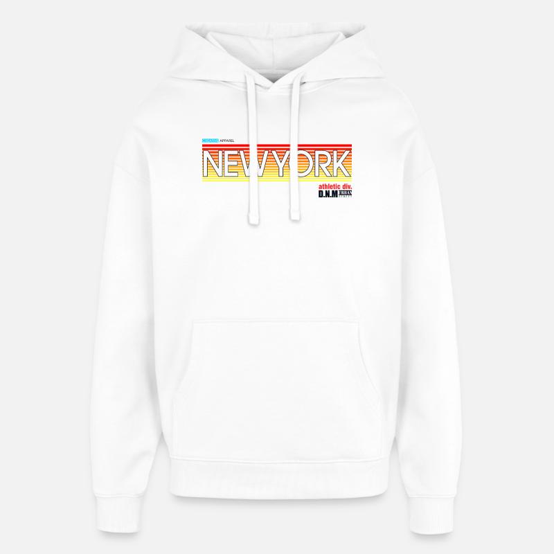 Neon Skyline de New York - Sweat à capuche unisexe Stanley/Stella Oversized - blanc