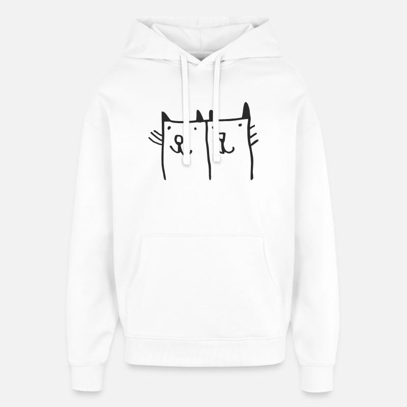 Illustration de chat ludique - Sweat à capuche unisexe Stanley/Stella Oversized - blanc