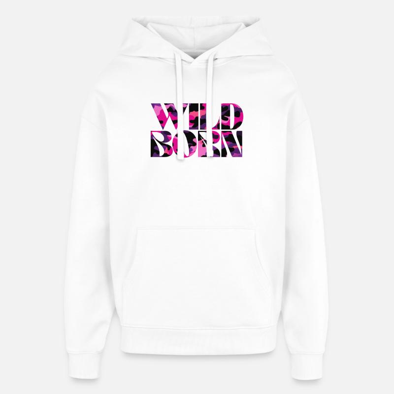 Camouflage Pink World Message Design - Sweat à capuche unisexe Stanley/Stella Oversized - blanc