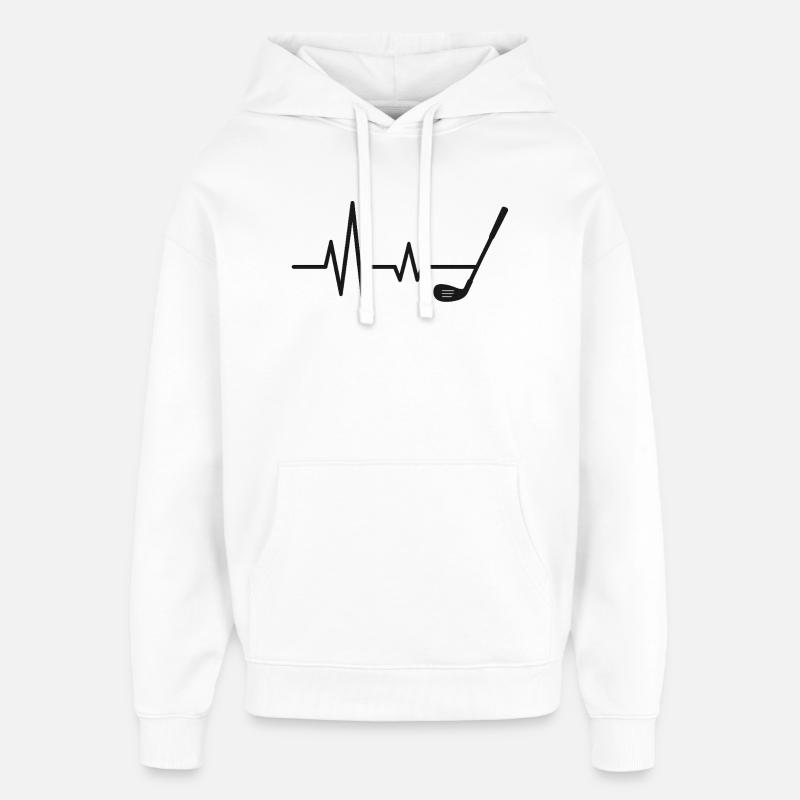 Conception de motif de golf Heartbeat - Sweat à capuche unisexe Stanley/Stella Oversized - blanc