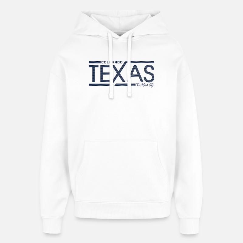 Texas Stripes Retro State Panel - Oversized Unisex Hoodie by Stanley/Stella - white