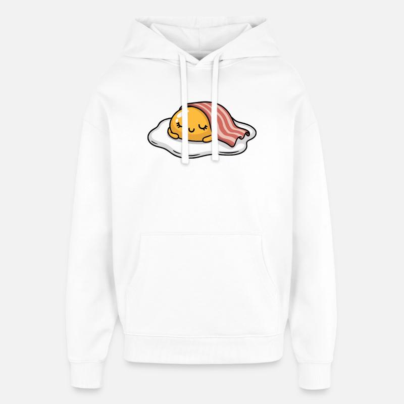 Sleeping Egg with Bacon Cartoon - Oversized Unisex Hoodie von Stanley/Stella - Weiß