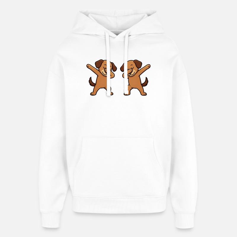 Bande dessinée de dabbing de chien - Sweat à capuche unisexe Stanley/Stella Oversized - blanc