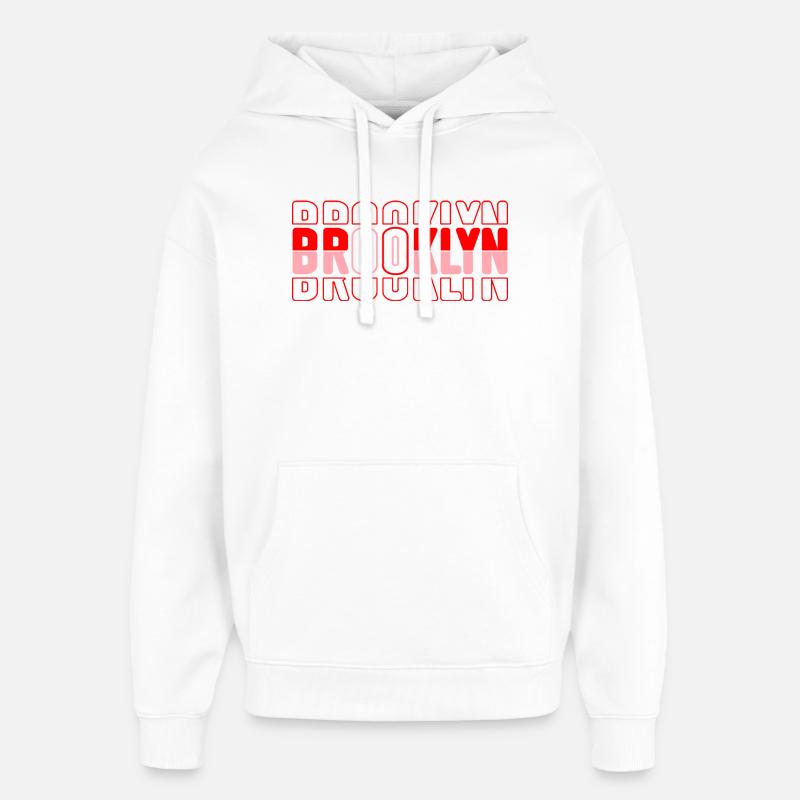 Motif de bloc de néon Brooklyn - Sweat à capuche unisexe Stanley/Stella Oversized - blanc