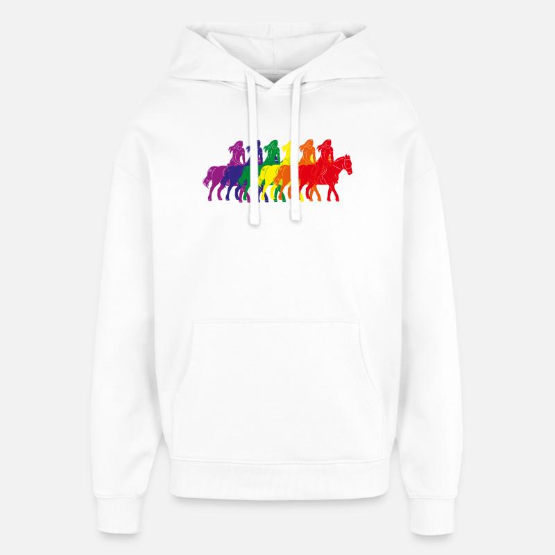 Silhouette de cavalier arc-en-ciel - Sweat à capuche unisexe Stanley/Stella Oversized - blanc