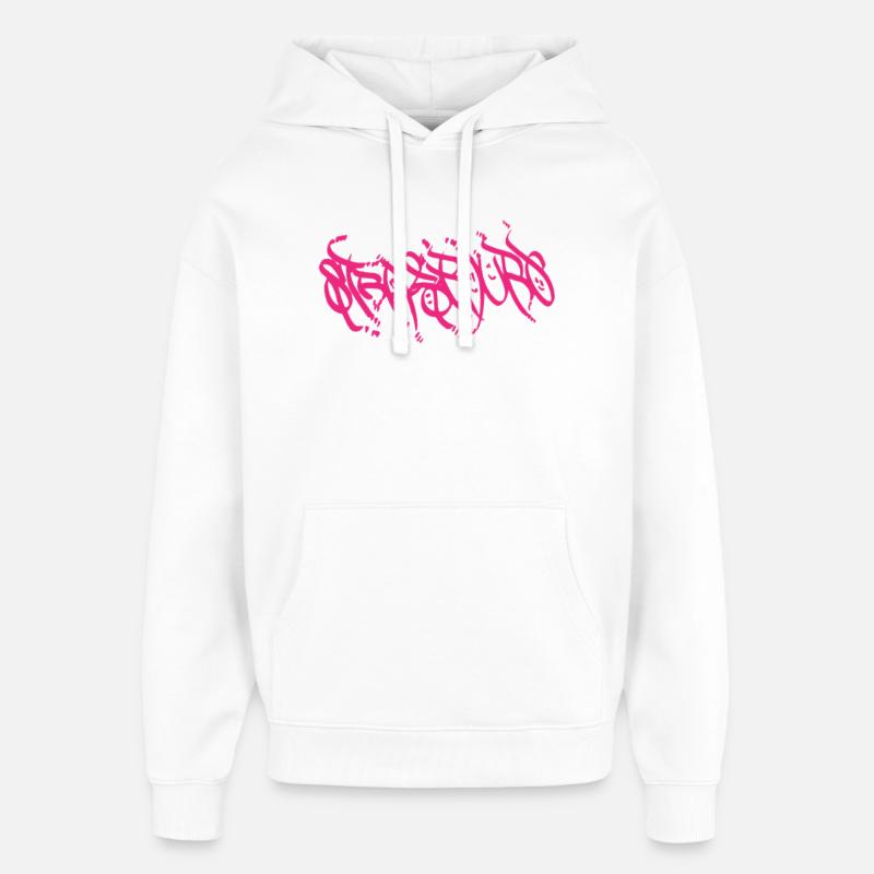 Lettrage graffiti Strasbourg rose - Sweat à capuche unisexe Stanley/Stella Oversized - blanc