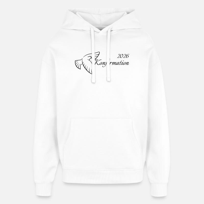 Confirmation 2026 Trinity Flying Dove - Sweat à capuche unisexe Stanley/Stella Oversized - blanc