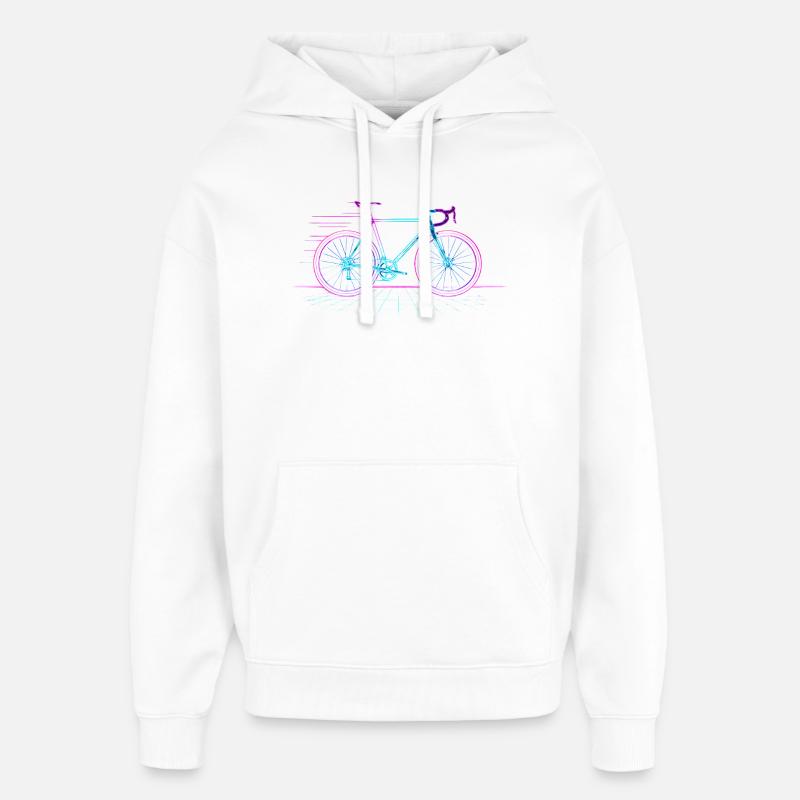 Vélo néon rétro en lignes - Sweat à capuche unisexe Stanley/Stella Oversized - blanc